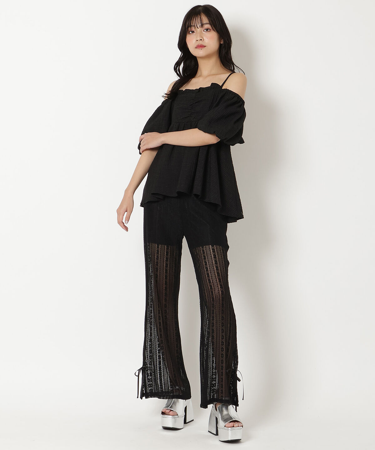 REDYAZEL「チェックオフショルトップス」|シャツ・ブラウス|