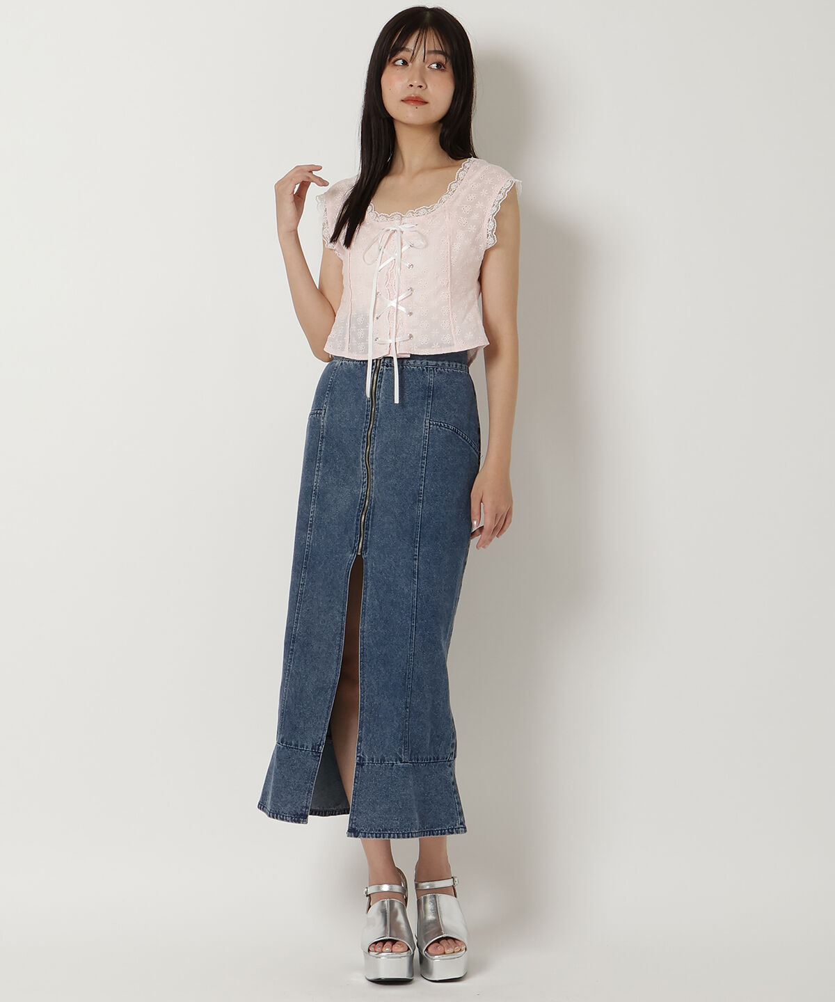 REDYAZEL「フロントレースアップブラウス」|シャツ・ブラウス|