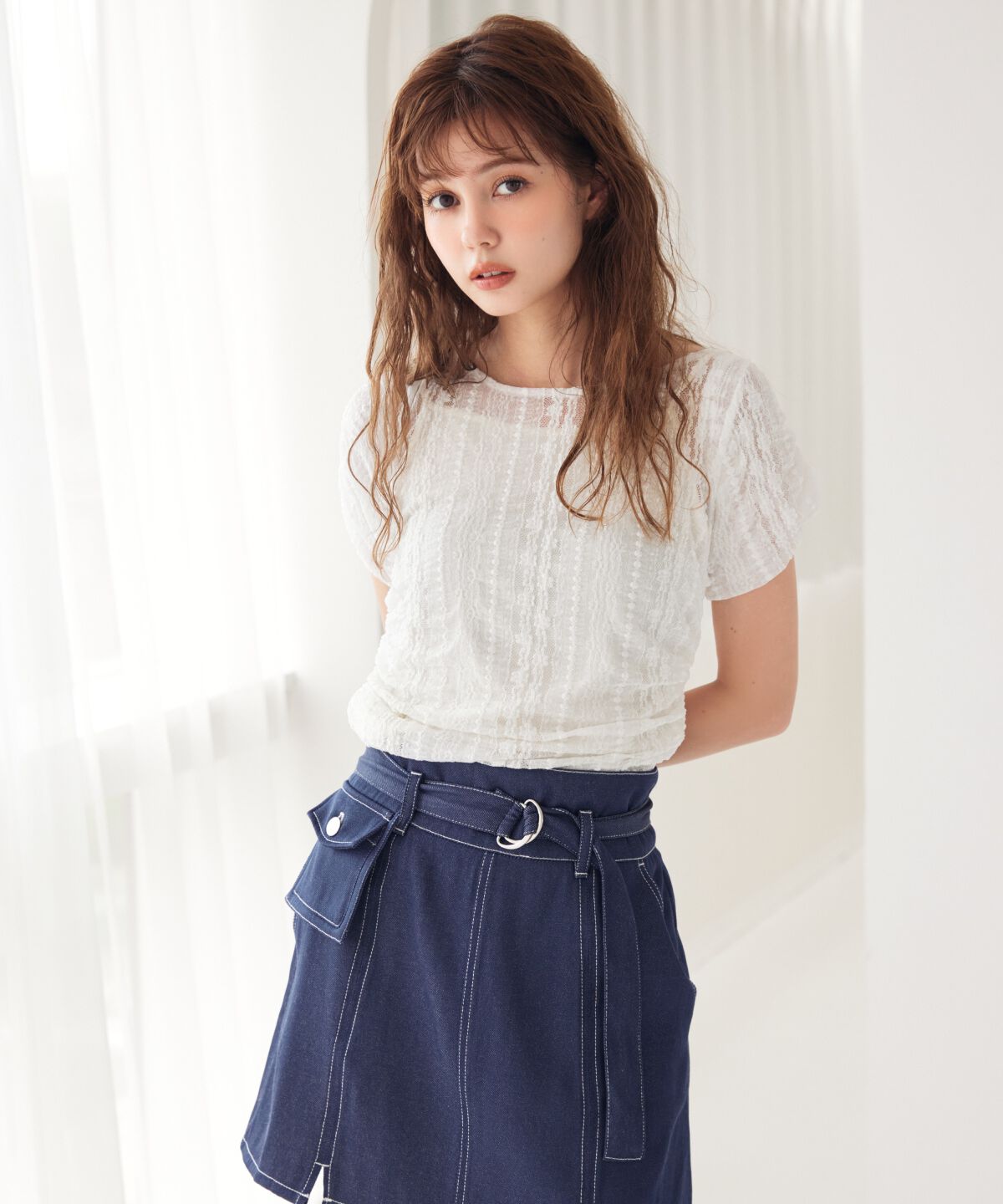 REDYAZEL「ポケット付きベルテッドミニスカート」|スカート|