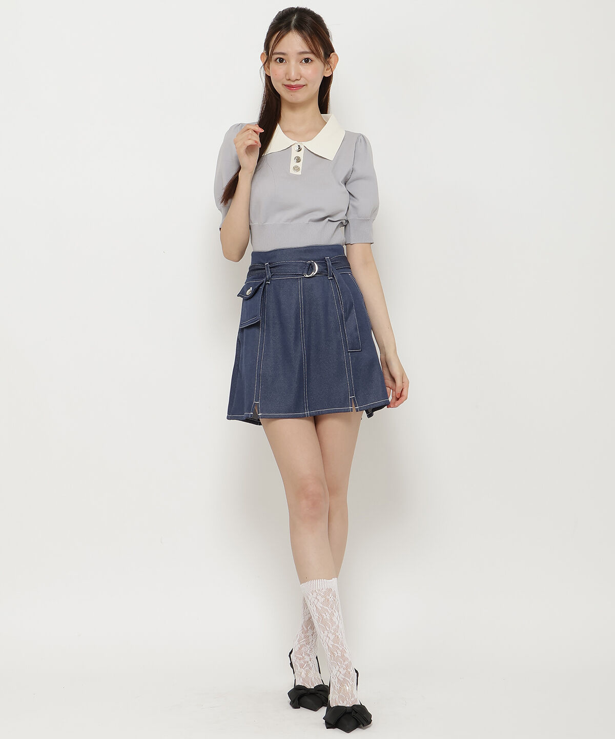 REDYAZEL「ポケット付きベルテッドミニスカート」|スカート|