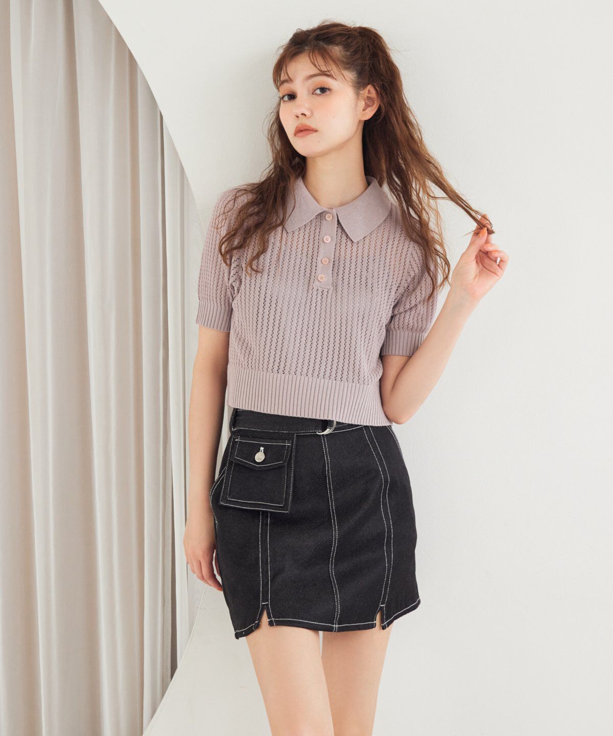 REDYAZEL「ポケット付きベルテッドミニスカート」|スカート|