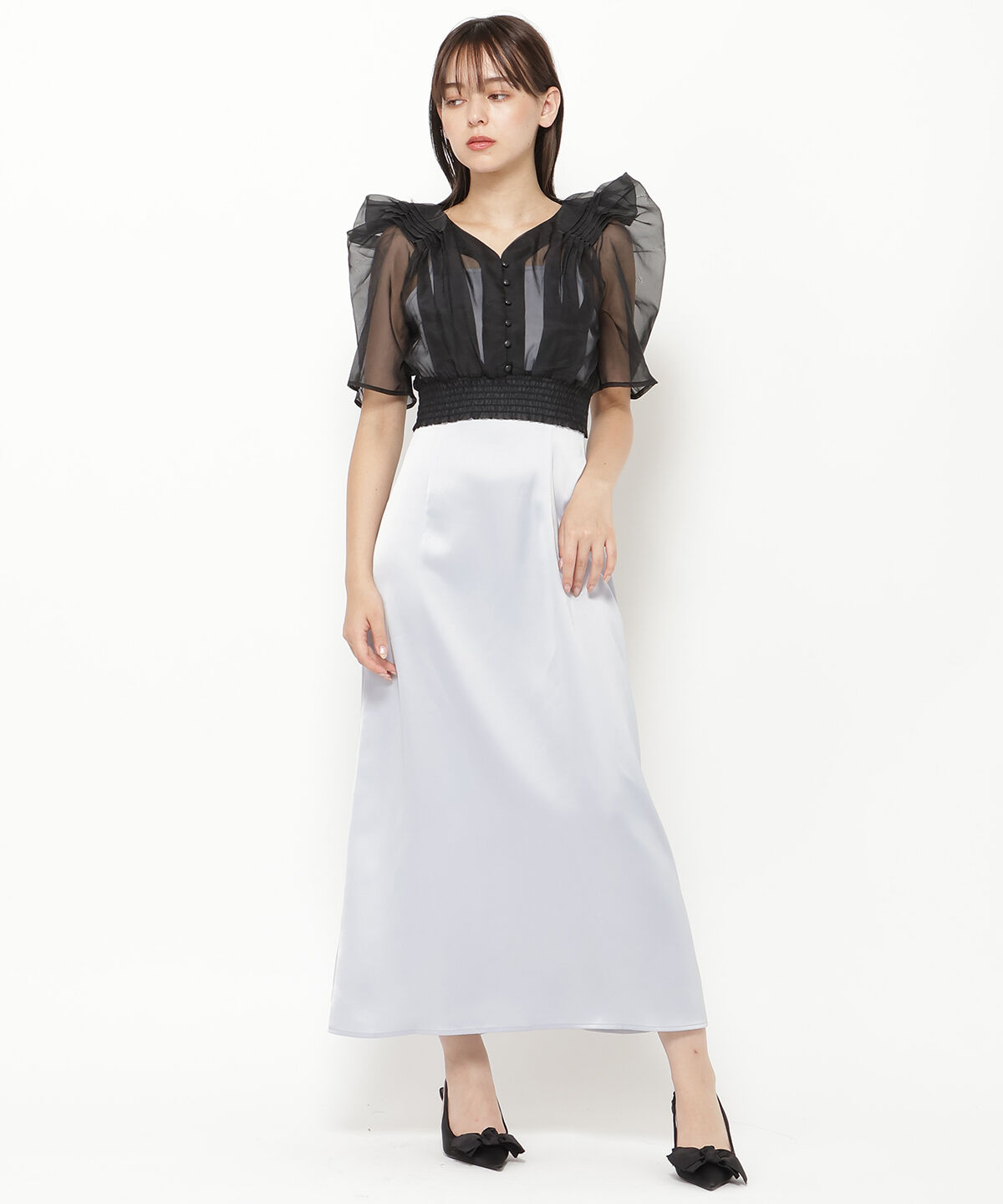 REDYAZEL「シアーブラウス＆キャミワンピースセット」|ワンピース|ブルー