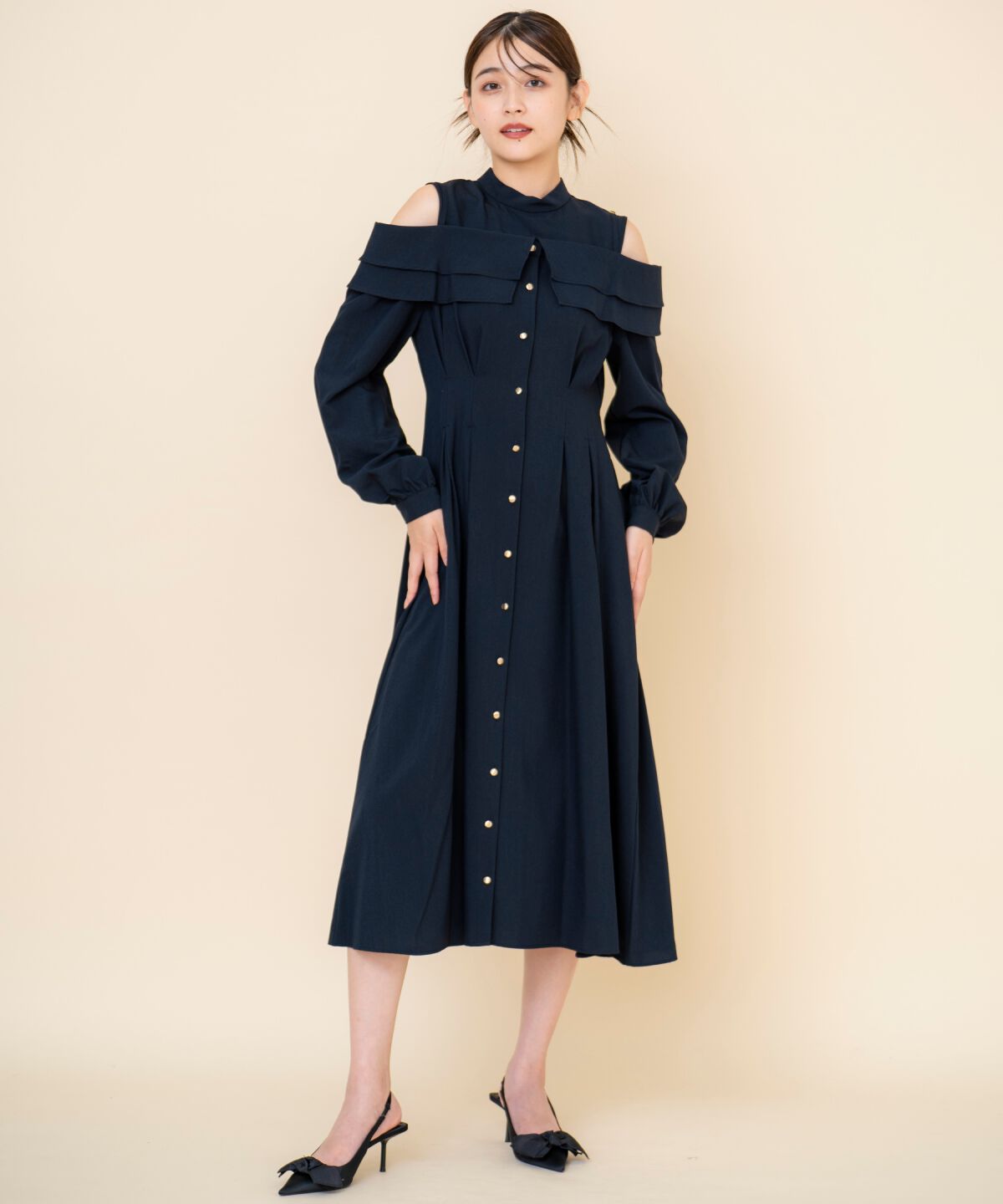 REDYAZEL「オープンショルダーシャツワンピース」|ワンピース|