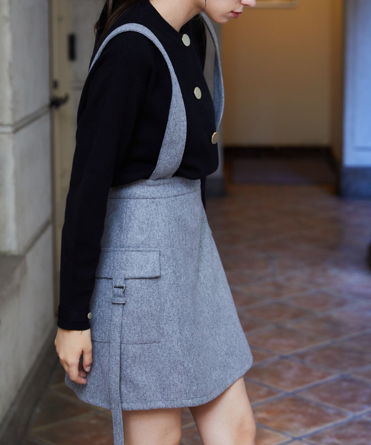 REDYAZEL「サスペンダースカート」|台形|