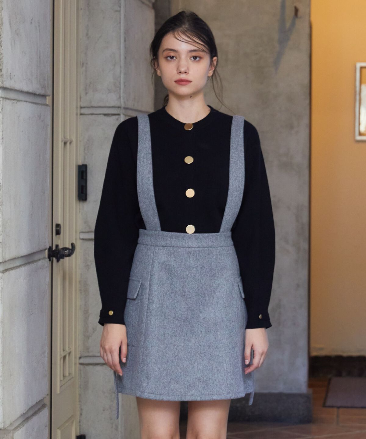 REDYAZEL「サスペンダースカート」|台形|