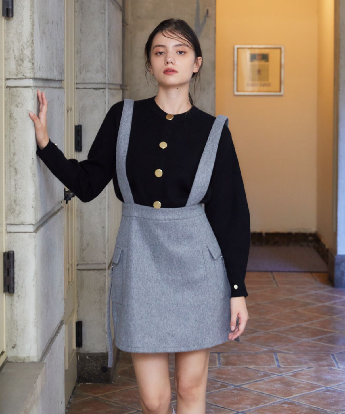 REDYAZEL「サスペンダースカート」|台形|