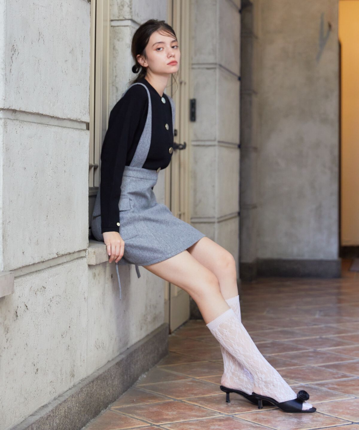 REDYAZEL「サスペンダースカート」|台形|