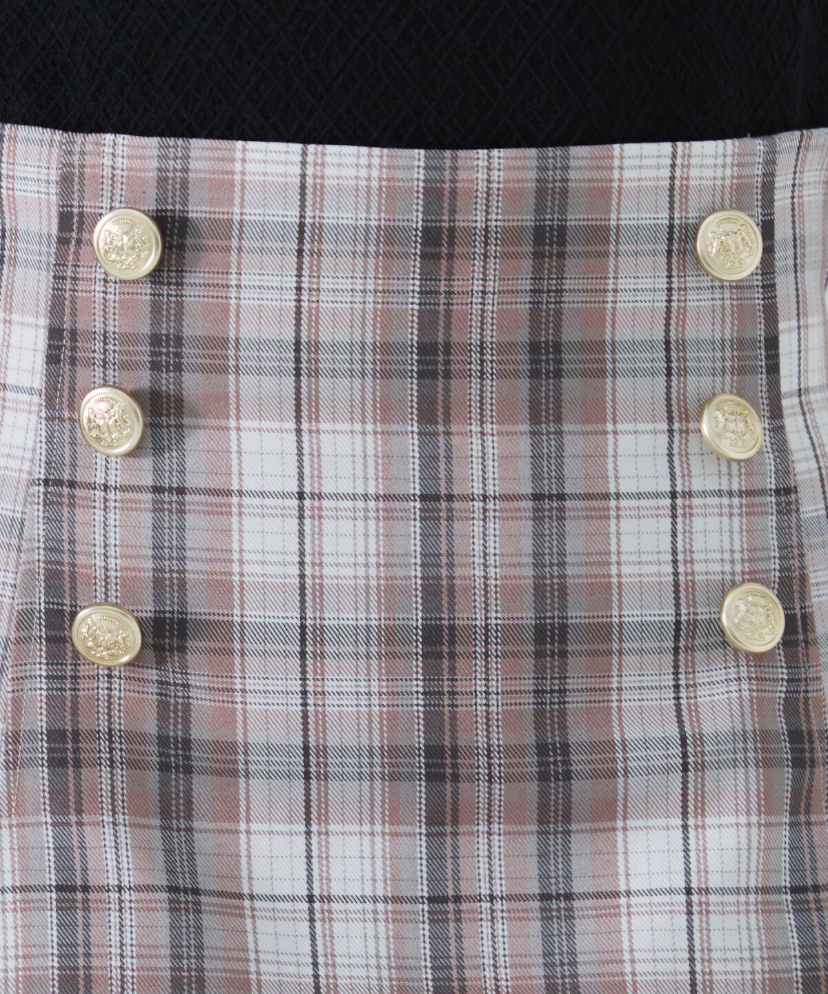 REDYAZEL「ダブルボタンチェックミニスカート」|フレア|