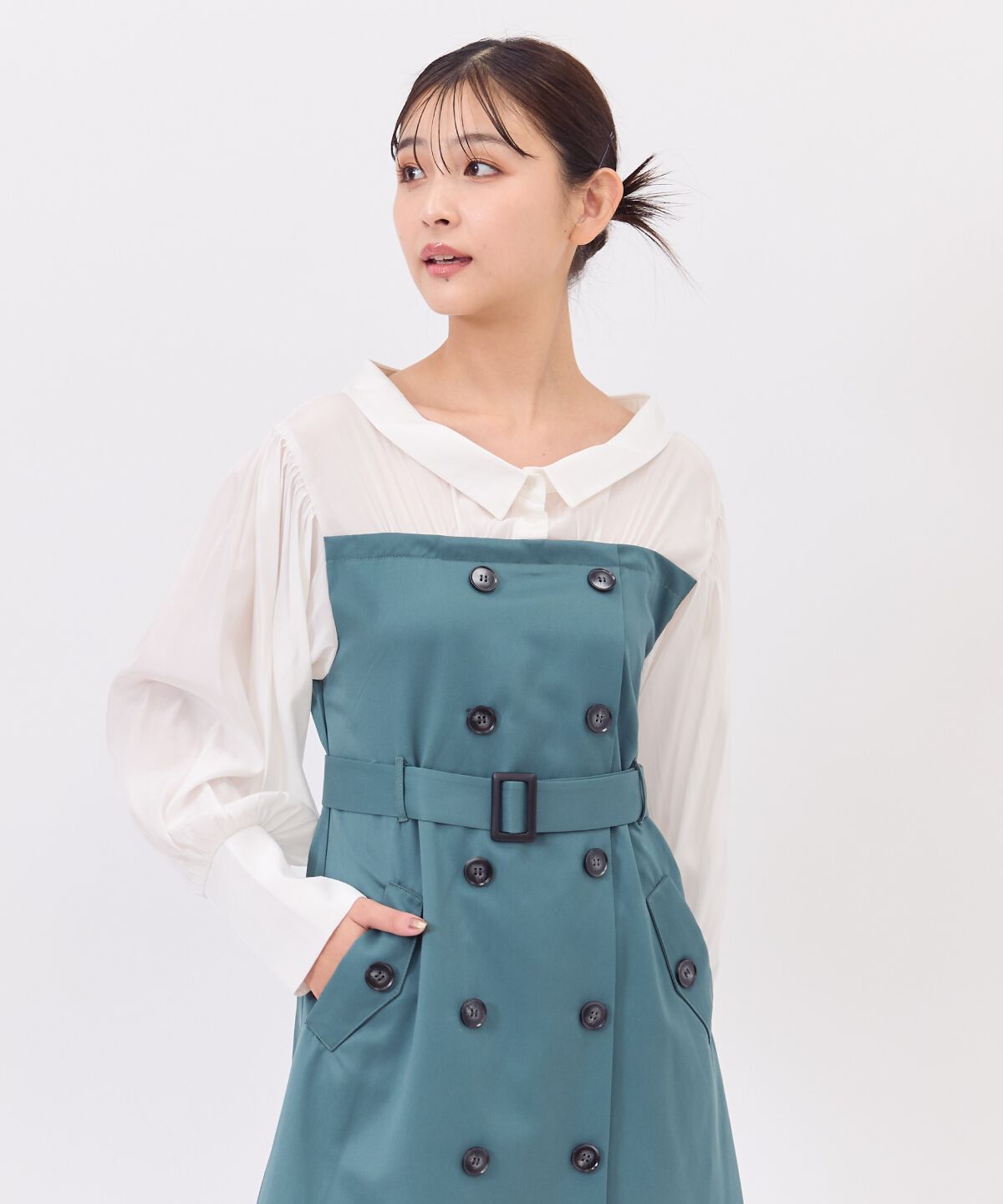 REDYAZEL「シャツレイヤードベアワンピース」|ワンピース|