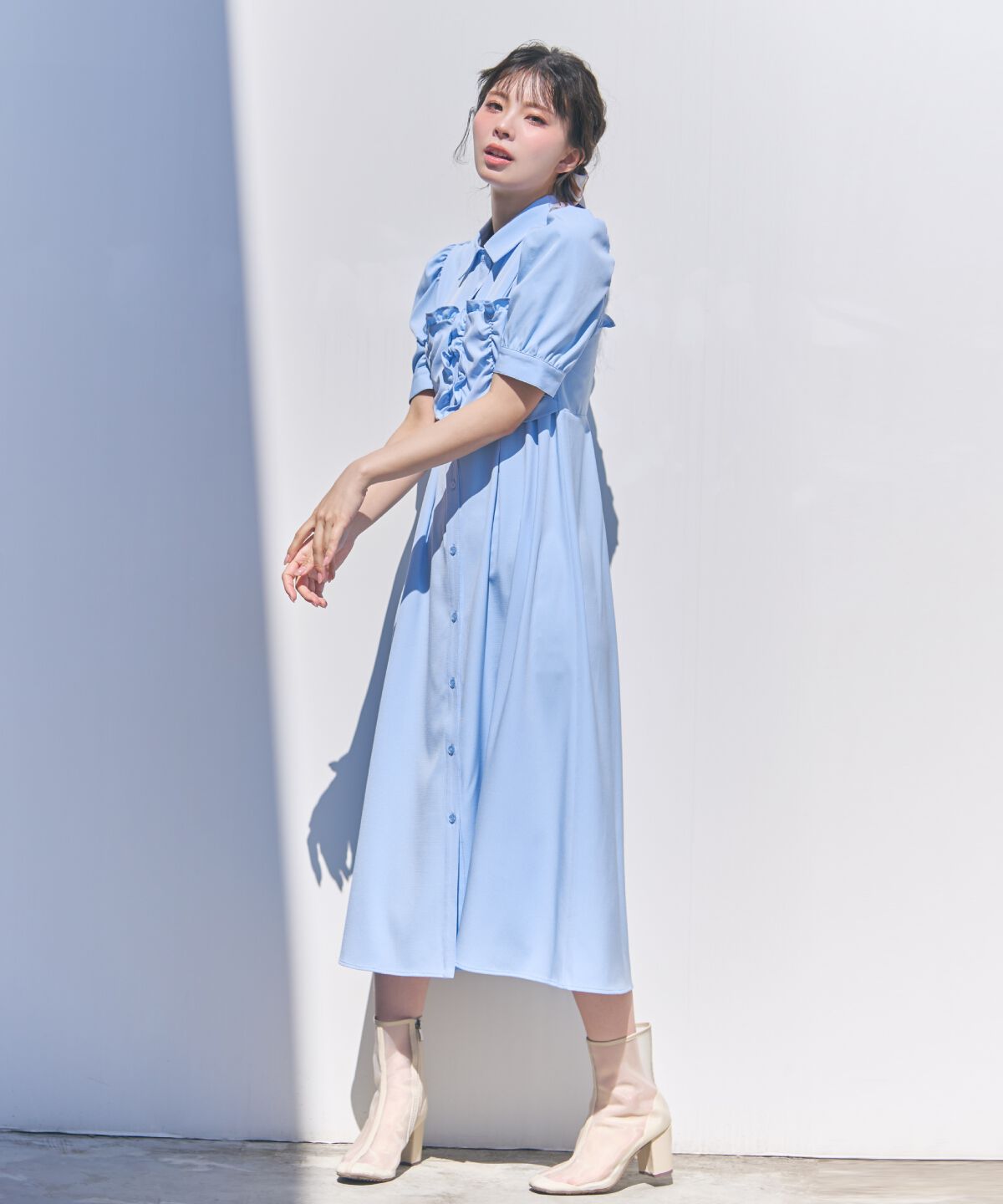 REDYAZEL「ビスチェレイヤードデザインシャツワンピース」|ワンピース|