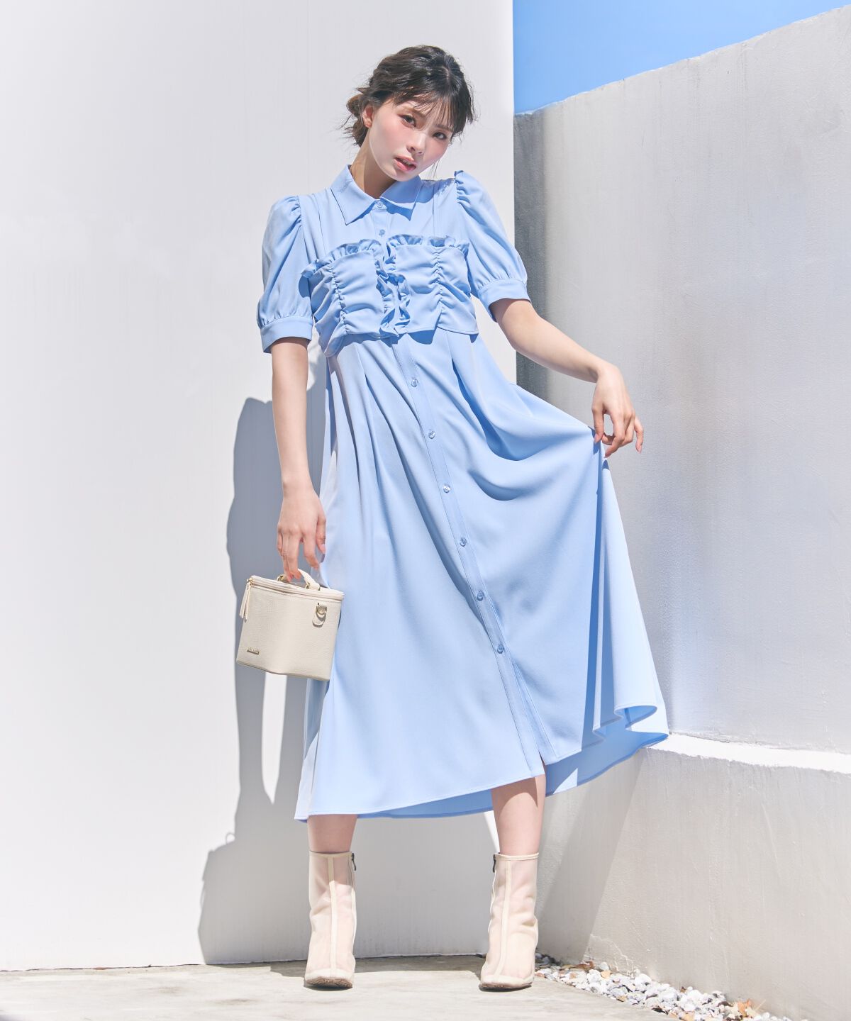REDYAZEL「ビスチェレイヤードデザインシャツワンピース」|ワンピース|