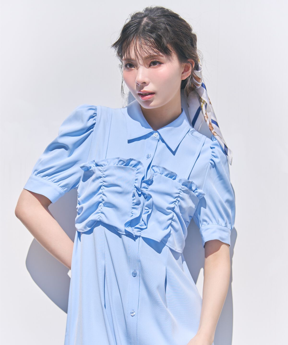 REDYAZEL「ビスチェレイヤードデザインシャツワンピース」|ワンピース|