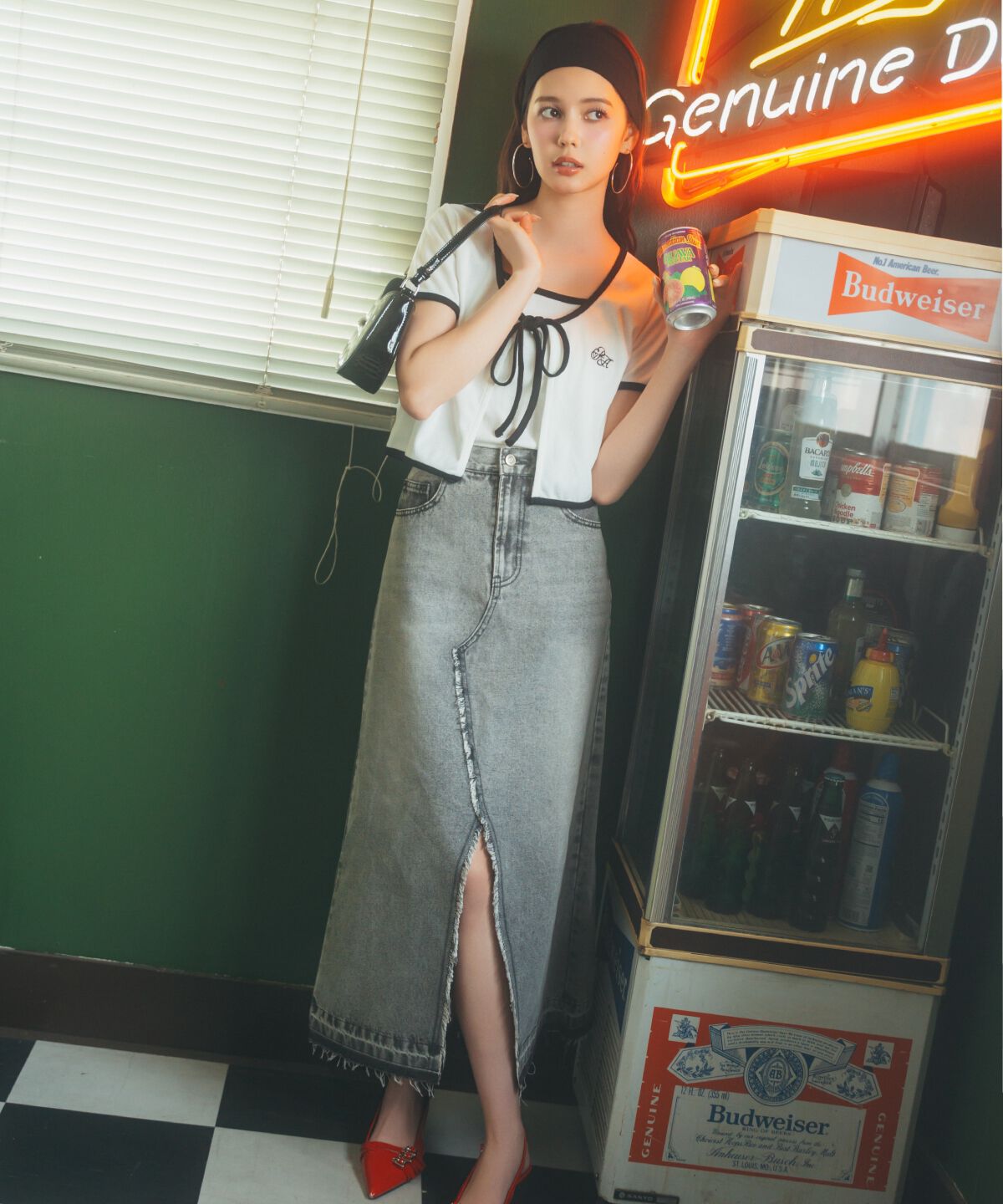 REDYAZEL「バイカラーパイピングカーディガン＆キャミソールセット」|カーディガン|