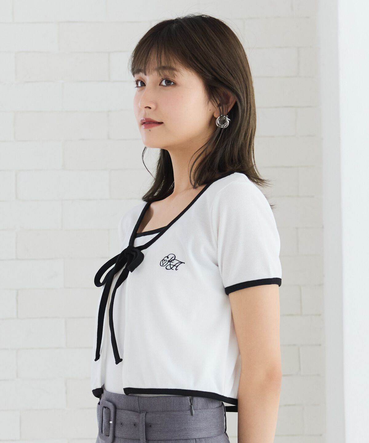 REDYAZEL「バイカラーパイピングカーディガン＆キャミソールセット」|カーディガン|