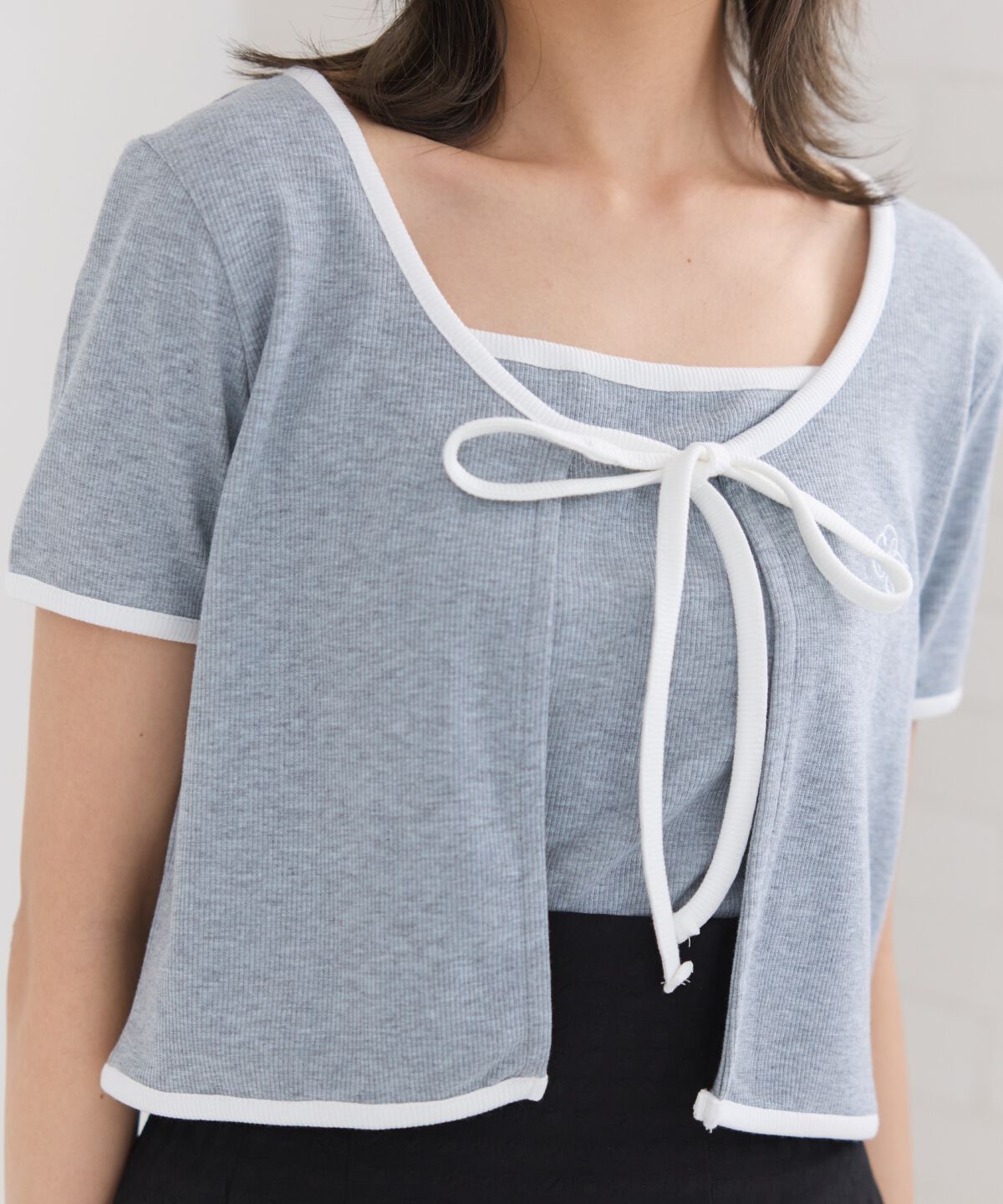 REDYAZEL「バイカラーパイピングカーディガン＆キャミソールセット」|カーディガン|