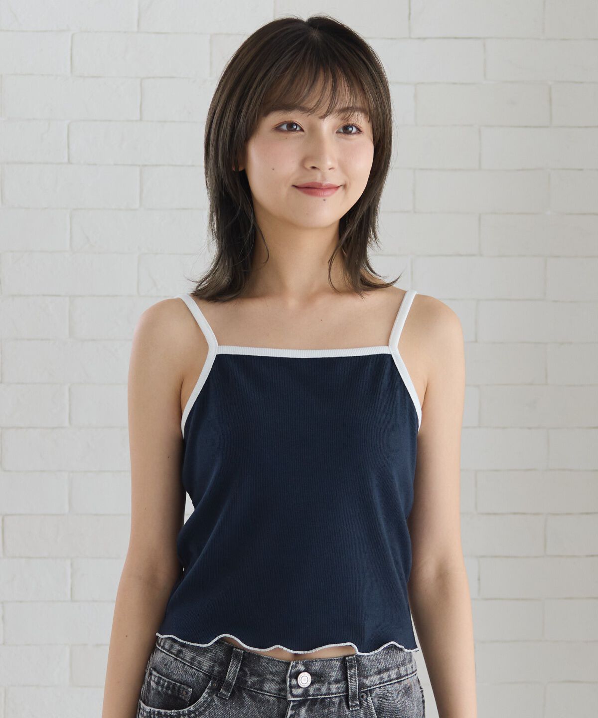 REDYAZEL「バイカラーパイピングカーディガン＆キャミソールセット」|カーディガン|