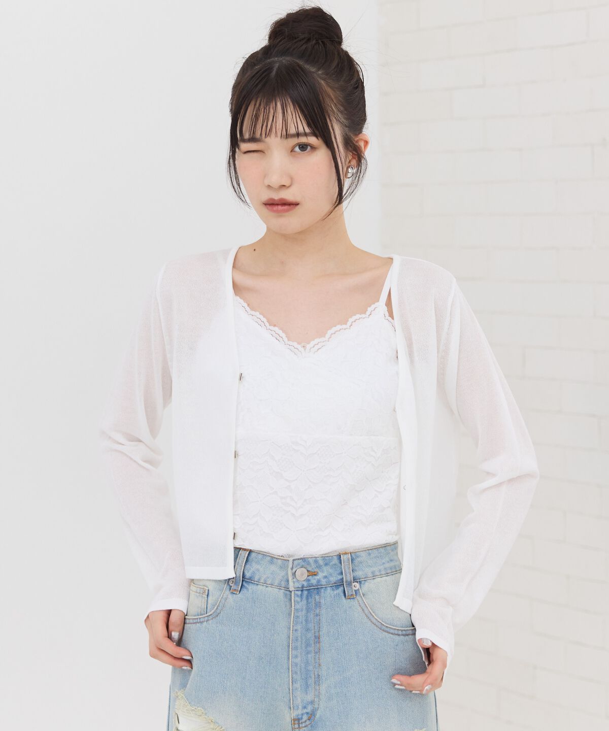 REDYAZEL「Vネックライトシアーカーディガン」|カーディガン|