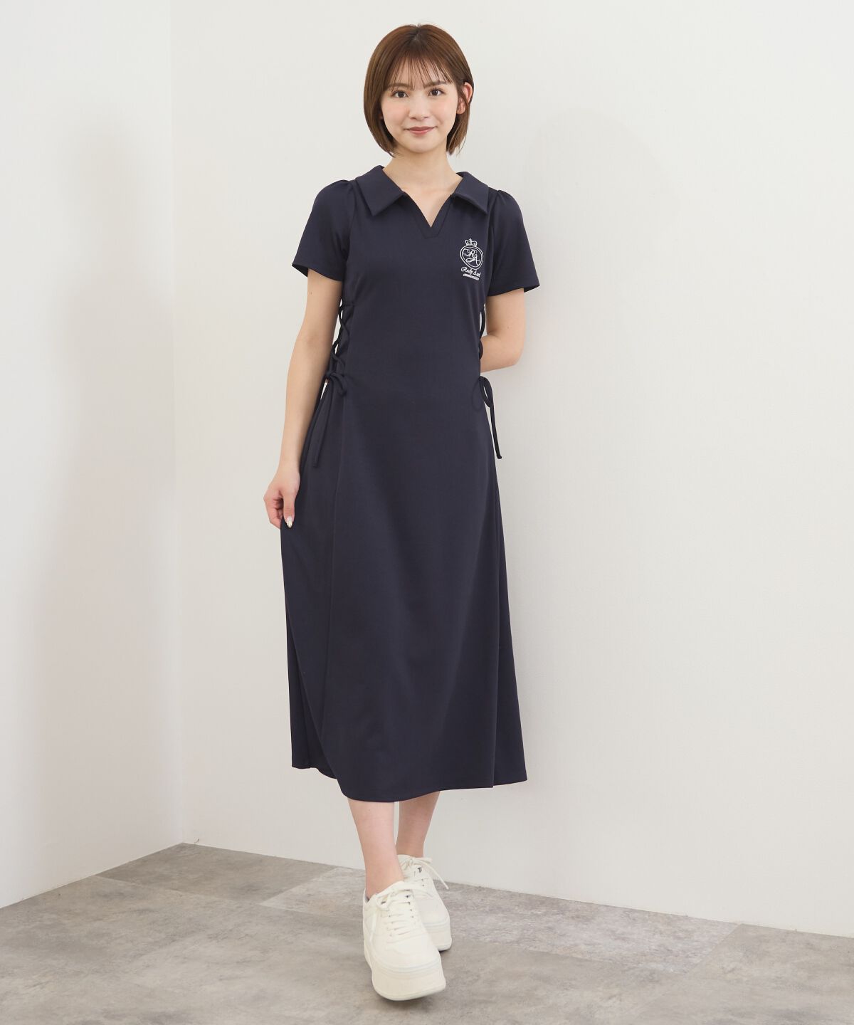 REDYAZEL「エンブレムサイドレースアップロングワンピース」|ワンピース|