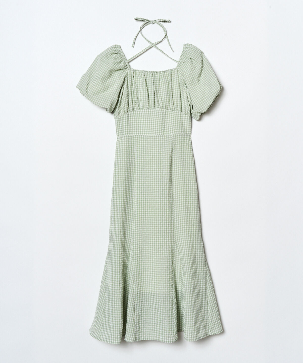 REDYAZEL「クロスリボンギンガムチェックマーメイドワンピース」|ワンピース|