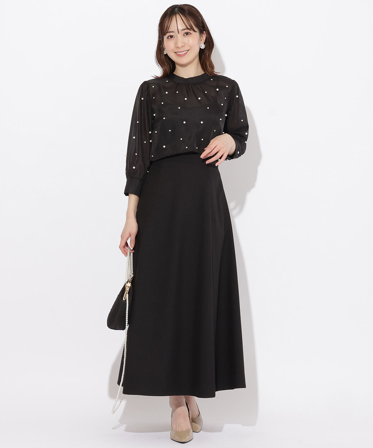 WILLSELECTION「ランダムビジューブラウス&times;ドレスワンピース」|ドレス|ブラック