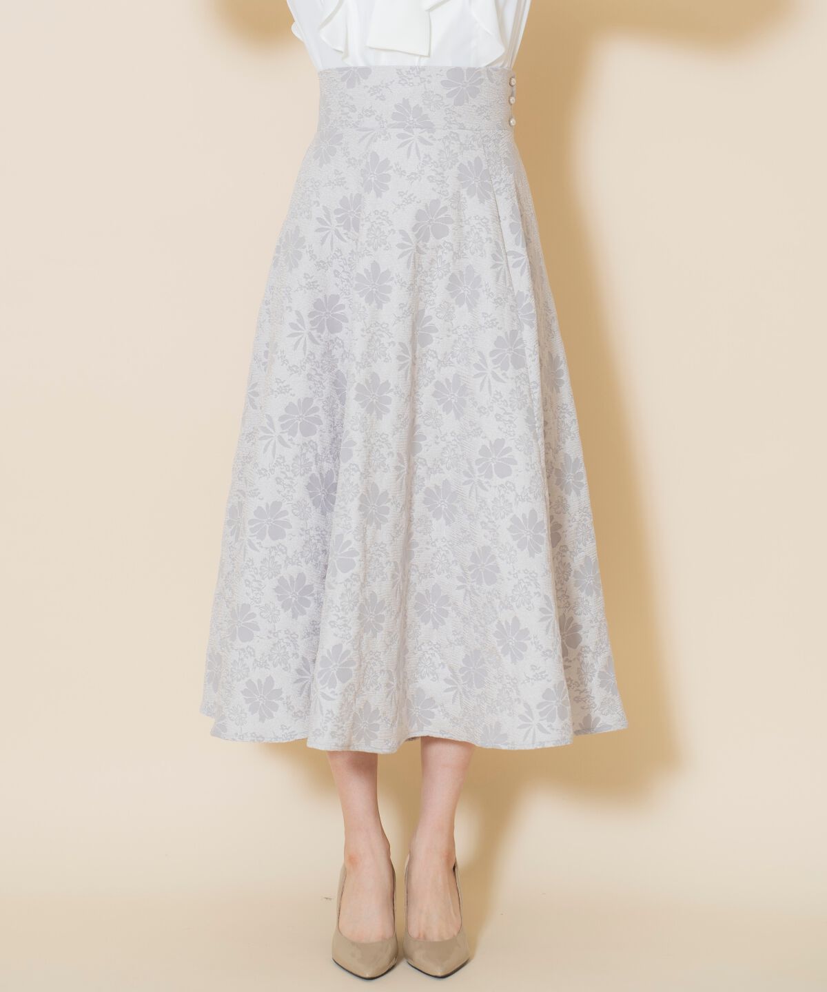 WILLSELECTION「シャイニーフラワージャガードスカート」|フレア|