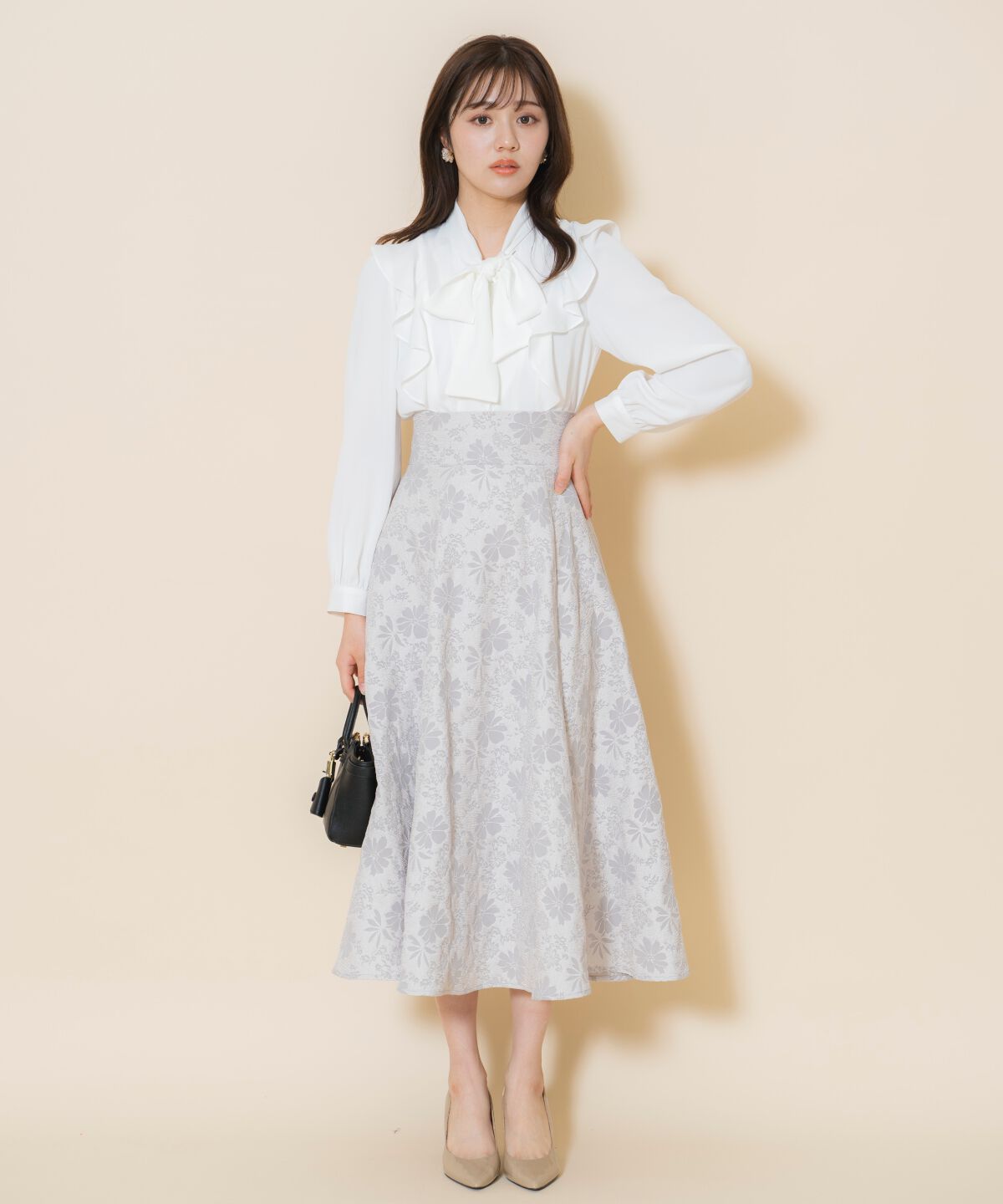WILLSELECTION「シャイニーフラワージャガードスカート」|フレア|