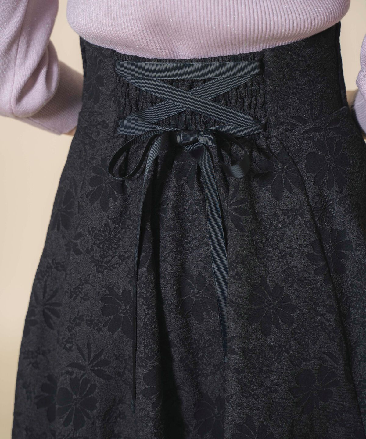 WILLSELECTION「シャイニーフラワージャガードスカート」|フレア|