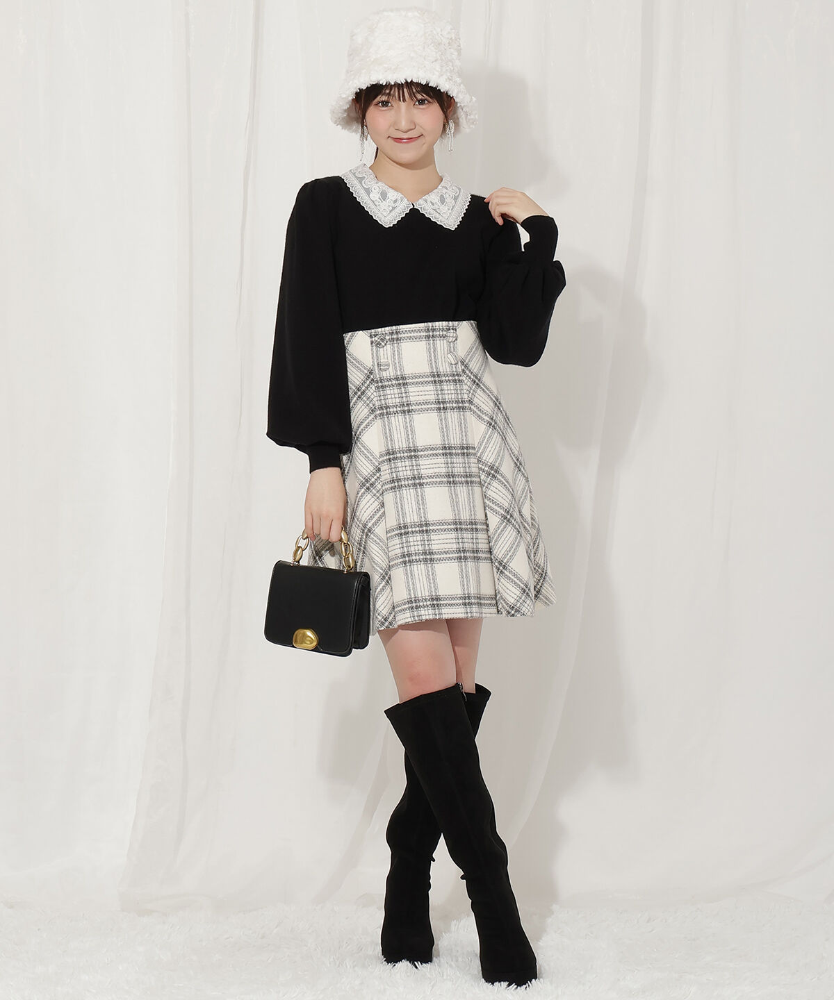WILLSELECTION「ウールライクチェックスカート」|台形|