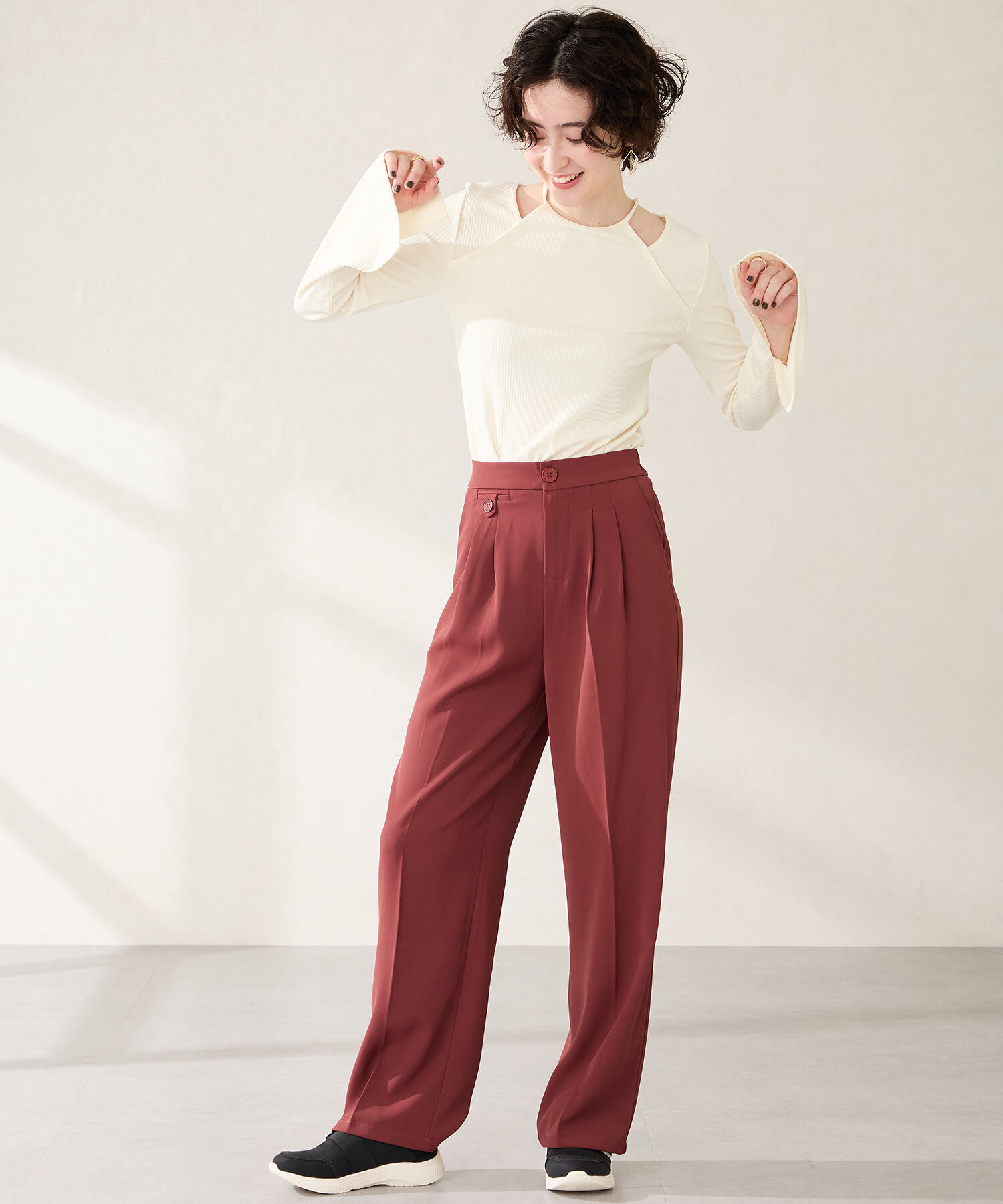 ORiental TRaffic「●2025秋冬新作●【瞬間フィット】ビジューバックルスニーカー/OT3777」|スニーカー|