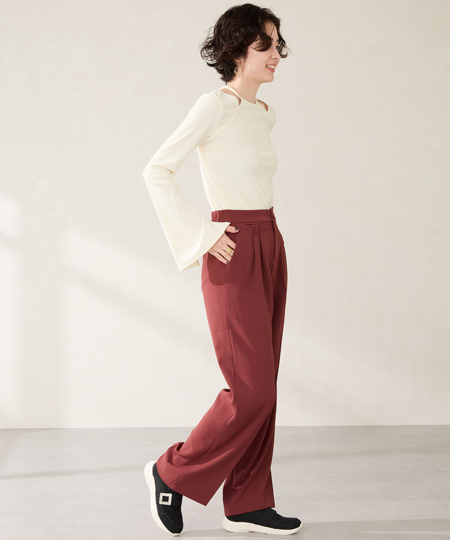 ORiental TRaffic「●2025秋冬新作●【瞬間フィット】ビジューバックルスニーカー/OT3777」|スニーカー|