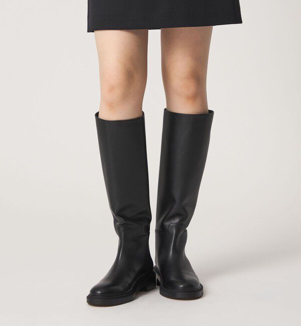 【値下げ】新品未使用ODETTE E ODILE ロングブーツブラック　24.5 バックジップジョッキー ロングブーツ40↑ （ブーツ（ロング丈