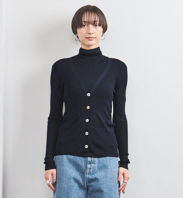 UNITED ARROWS「シルクリブ Vネック カーディガン」|カーディガン|