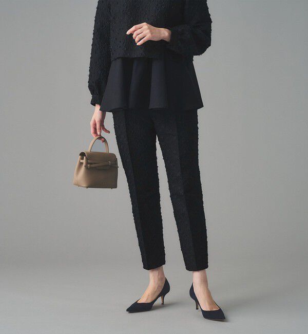 UNITED ARROWS「フラワー カットジャガード テーパードパンツ」|スラックス|NAVY