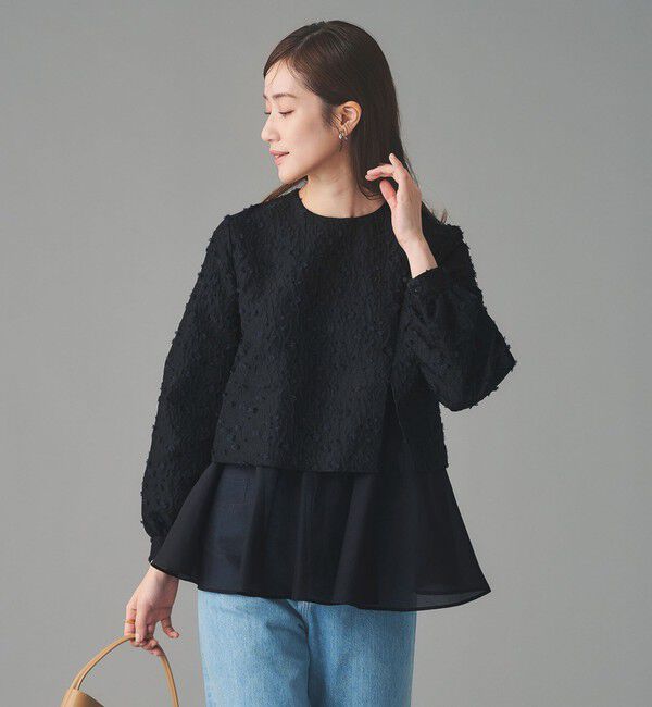 UNITED ARROWS「フラワー カットジャガード コンビブラウス」|シャツ・ブラウス|