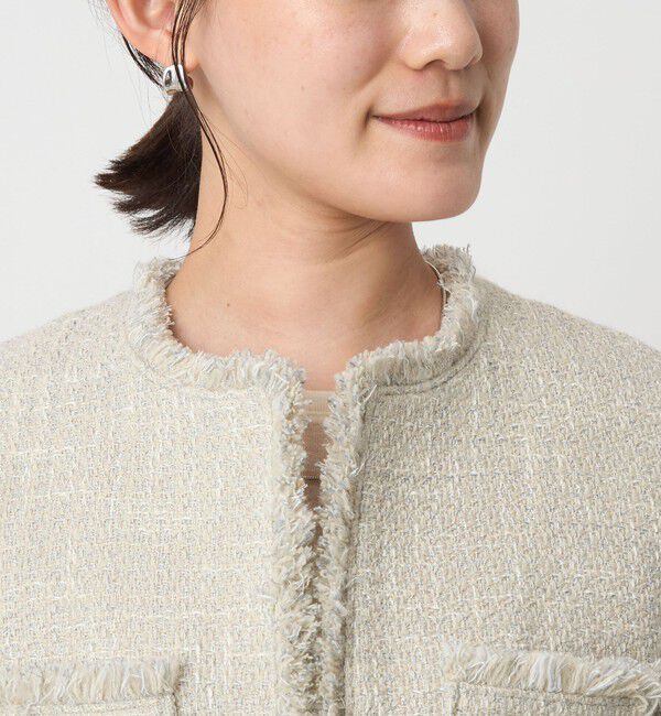 UNITED ARROWS green label relaxing「ミックスツイードライク ポケット ノーカラー ジャケット」|ノーカラージャケット|