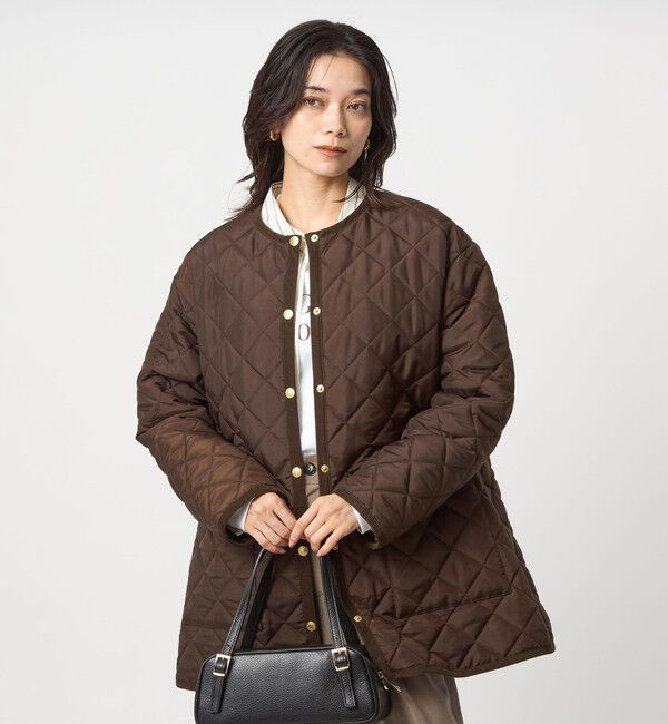 UNITED ARROWS green label relaxing「【別注】＜Traditional Weatherwear＞ARKLEY Aライン  キルティング  ミドル  コート」|ノーカラーコート|DK.BROWN