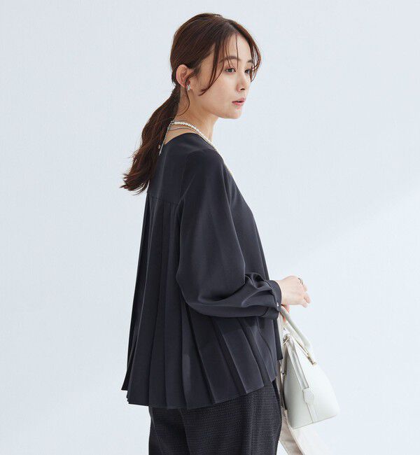 UNITED ARROWS green label relaxing「［size SHORTあり］パウドレ プリーツ ブラウス ウォッシャブル ストレッチ」|シャツ・ブラウス|