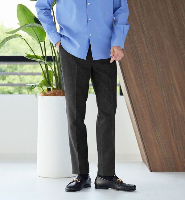 BEAUTY&YOUTH UNITED ARROWS「【WEB限定 WARDROBE SMART】LANATEC シャンブレー ノープリーツ パンツ」|スラックス|