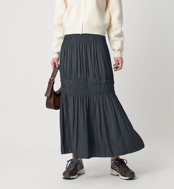 BEAUTY&YOUTH UNITED ARROWS「【WEB限定】シャーリング キリカエ フレアスカート」|スカート|NAVY