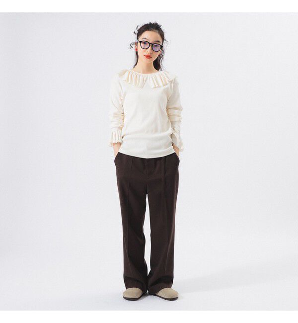 BEAMSBOY「リブ フリル ギャザー ロングスリーブ」|Tシャツ・カットソー|