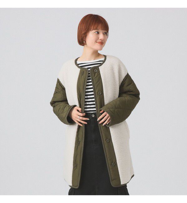 Ray BEAMS 「ボア キルト リバーシブル コート」|ダッフルコート|