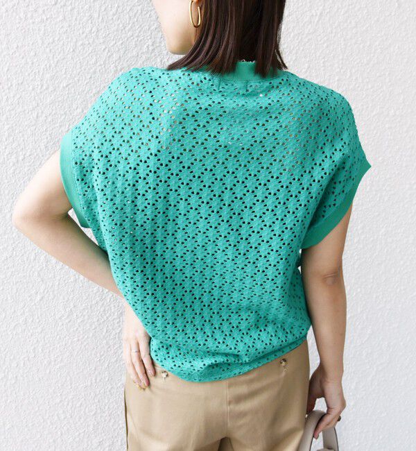 SHIPS for women「【WEB限定】〈手洗い可能〉アイレット クルーネック プルオーバー」|Tシャツ・カットソー|