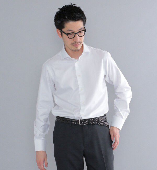 SHIPS「SHIPS: イージーアイロン ヘリンボーン 無地 ホリゾンタルカラー シャツ」|シャツ・ブラウス|