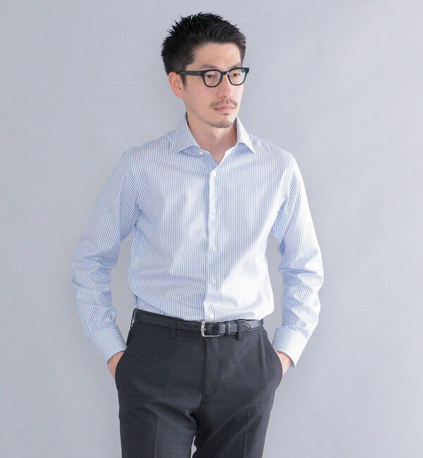 SHIPS「SHIPS: イージーアイロン ロンスト ワイドカラー シャツ」|シャツ・ブラウス|