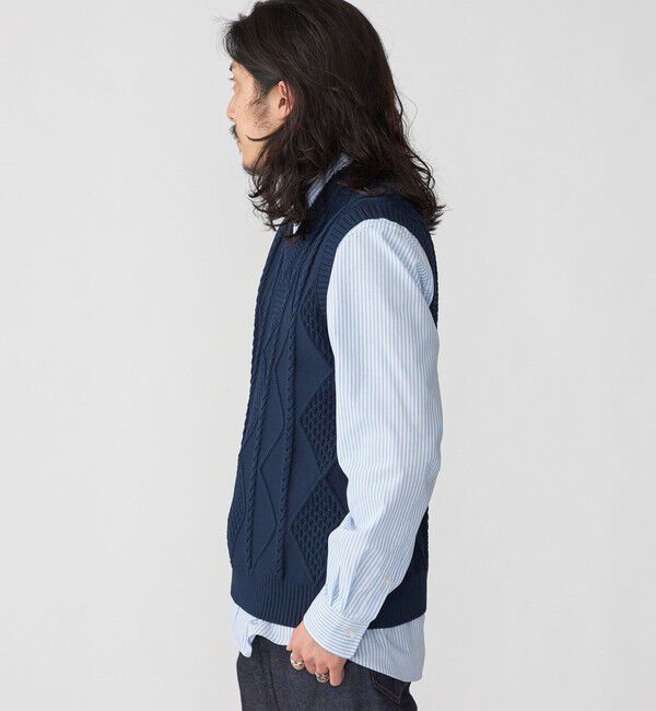 SHIPS「*SHIPS: 7ゲージ ケーブル編み Vネック ニット ベスト」|ベスト・ジレ|