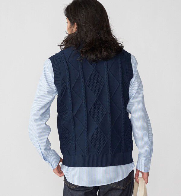 SHIPS「*SHIPS: 7ゲージ ケーブル編み Vネック ニット ベスト」|ベスト・ジレ|