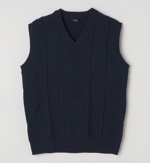 SHIPS「*SHIPS: 7ゲージ ケーブル編み Vネック ニット ベスト」|ベスト・ジレ|