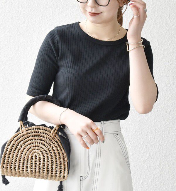 SHIPS any「SHIPS any:〈洗濯機可能〉テレコ リブ ハーフスリーブ TEE」|Tシャツ・カットソー|