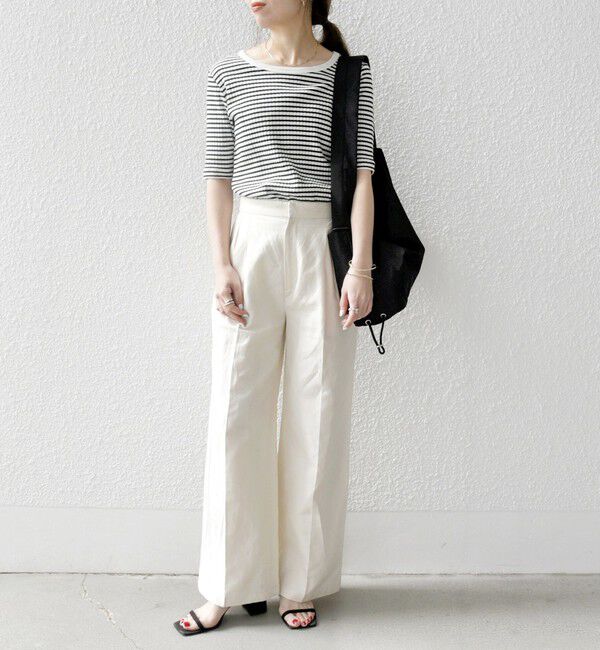 SHIPS any「SHIPS any:〈洗濯機可能〉テレコ リブ ハーフスリーブ TEE」|Tシャツ・カットソー|