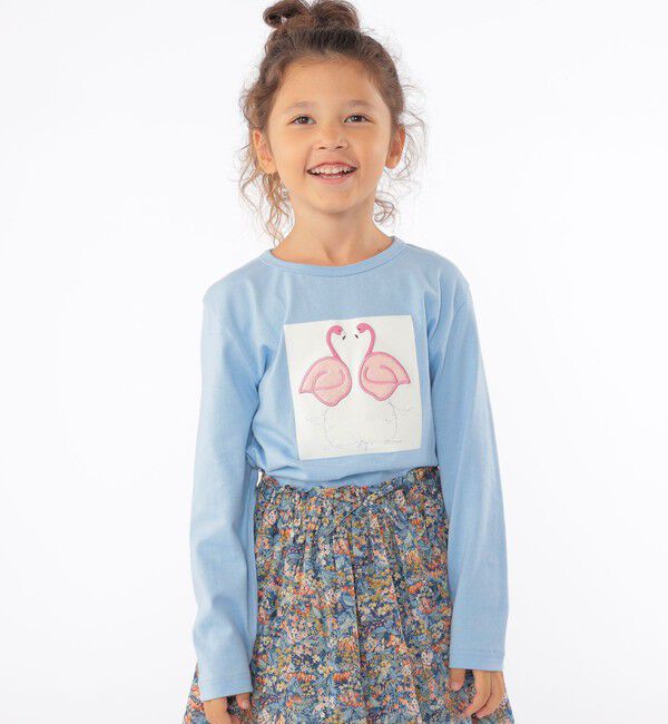 SHIPS KIDS「SHIPS KIDS:100～130cm / ツイン バード フェイクファー 長袖 TEE」|Tシャツ・カットソー|